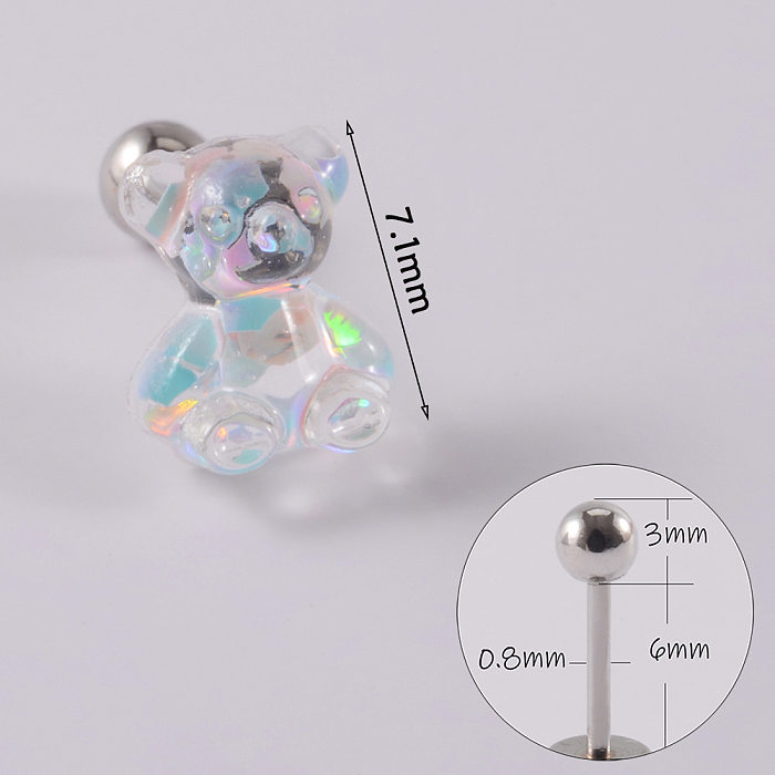 Simple Style Moon Bow Knot Stainless Steel  Plastic Inlay Artificial Diamond Ear Studs 1 Piece