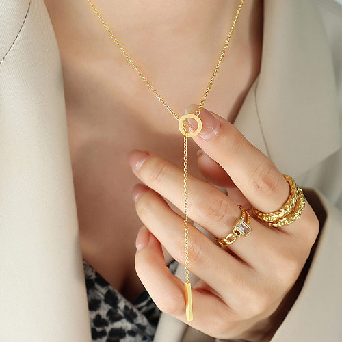 1 Piece Retro Geometric Stainless Steel Plating Necklace