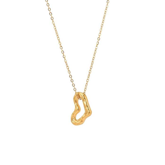 Commute Heart Shape Stainless Steel  Plating 18K Gold Plated Pendant Necklace