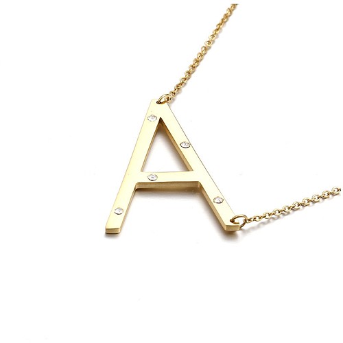 Kalen New Fashion Necklace 26 Beaded Letter-Printing Gold Necklace European And American Popular Ornament Amazon Sources