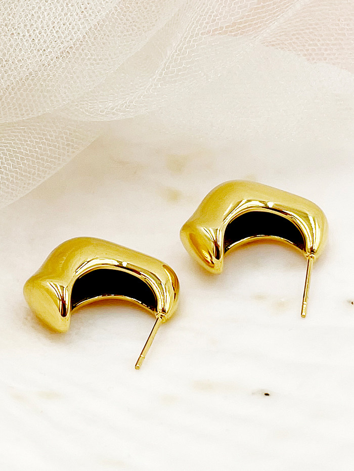 1 paire de clous d'oreilles en forme de C, Style Simple, couleur unie, acier inoxydable, placage de polissage métallique