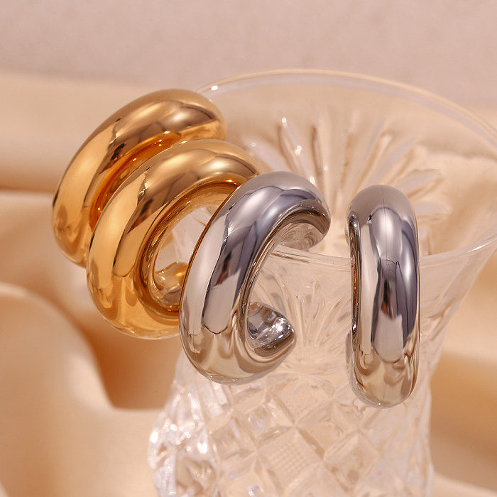 1 Paar Basic Simple Style Classic Style C-förmige Edelstahl-Ohrringe mit 18-Karat-Vergoldung