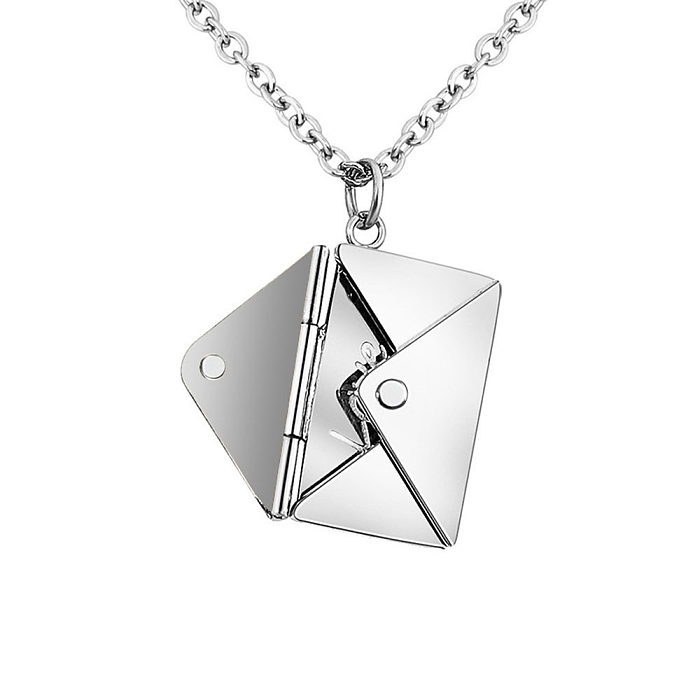 Collier pendentif plaqué or 18 carats en acier inoxydable avec enveloppe de style IG