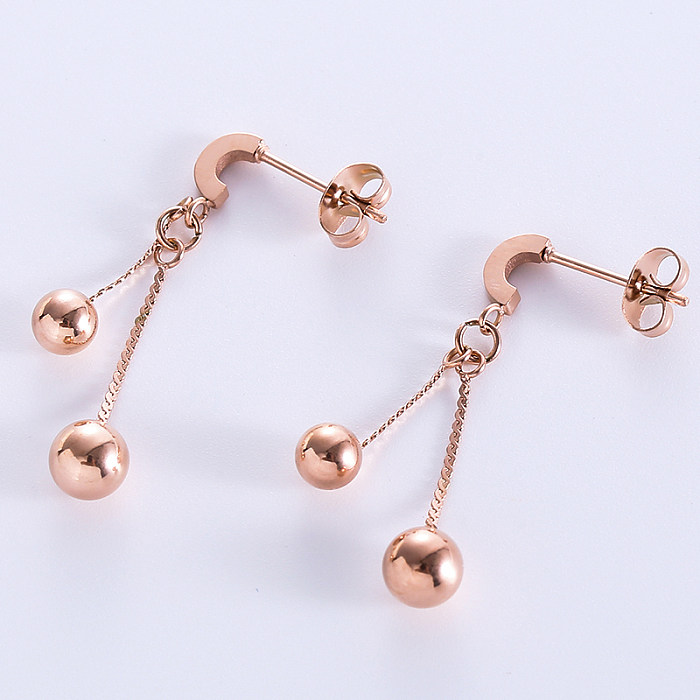 1 Pair Casual Elegant Solid Color Beaded Plating Stainless Steel  18K Gold Plated Rose Gold Plated Drop Earrings