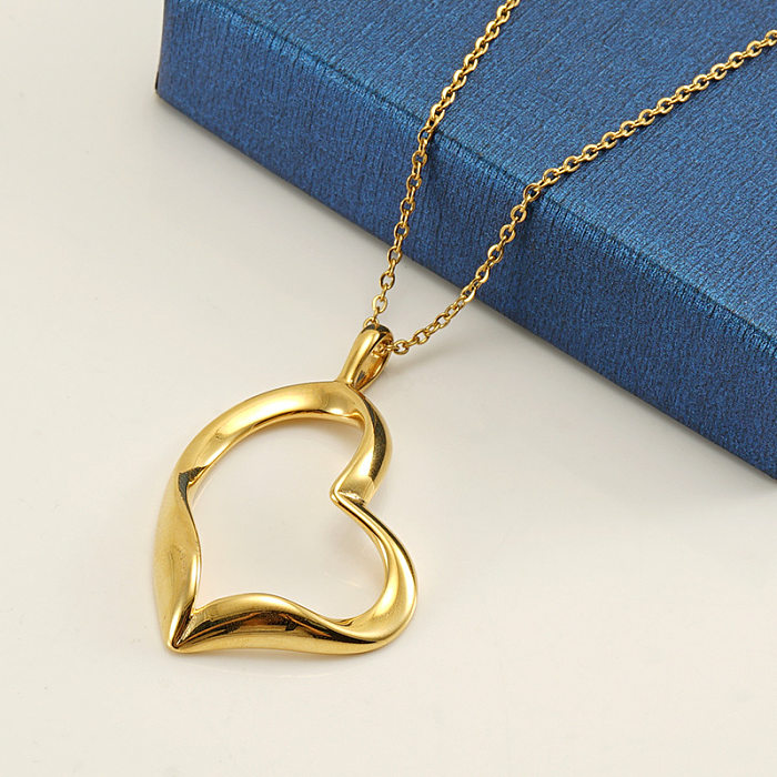 Simple Style Heart Shape Stainless Steel  Stainless Steel Plating Pendant Necklace 1 Piece