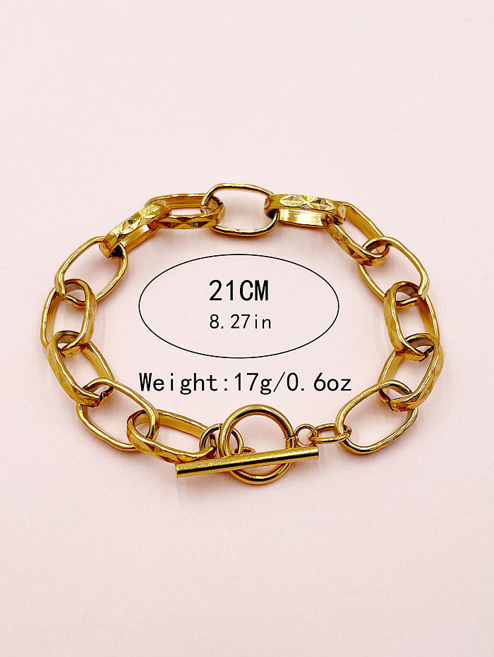 Casual estilo simples cor sólida aço inoxidável alternar polimento chapeamento pulseiras banhadas a ouro