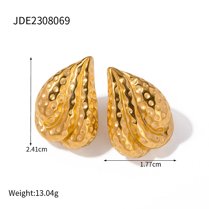 1 par de pendientes chapados en oro de 18 quilates de acero inoxidable chapado en Color sólido estilo Simple estilo IG