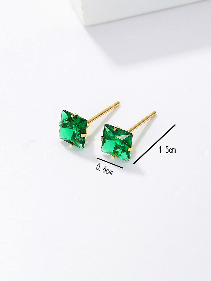 1 Pair Fashion Square Stainless Steel  Plating Inlay Zircon Ear Studs