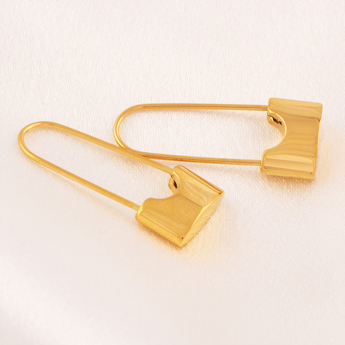 1 Paar süße geometrische Ohrringe mit Edelstahlbeschichtung und 18-Karat-Vergoldung
