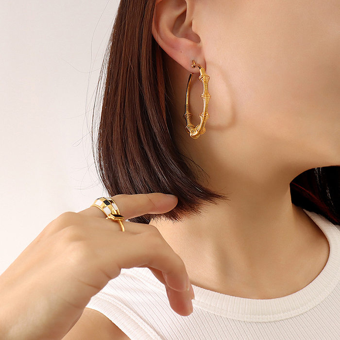 Simple Hip-hop Spring Wire Large Stainless Steel Hoop Earrings