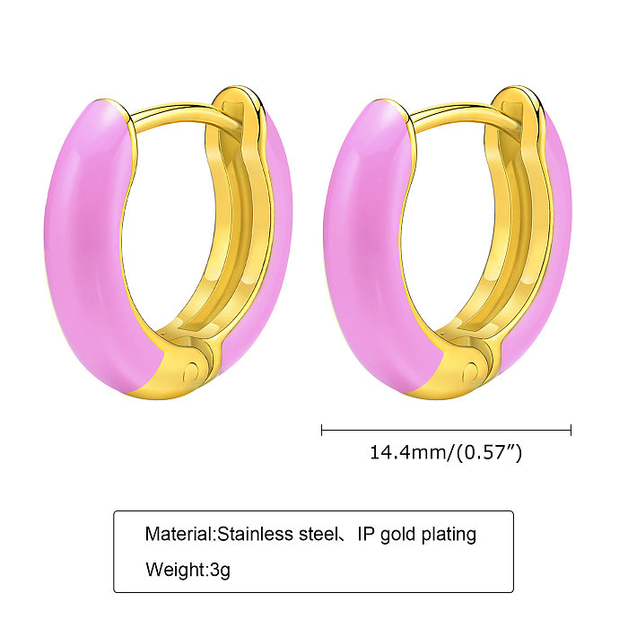 1 Pair IG Style Sweet Artistic Geometric Epoxy Stainless Steel  Earrings