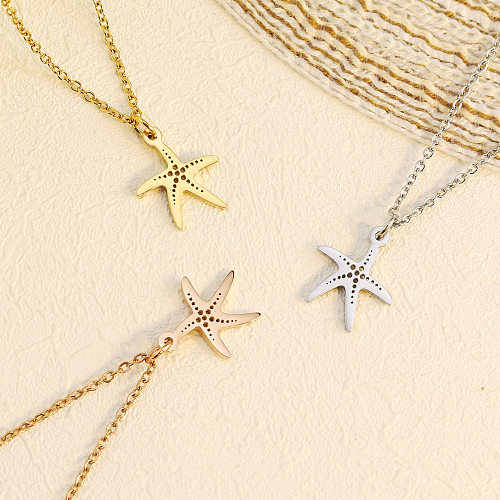 Simple Style Starfish Conch Stainless Steel  Necklace Plating Stainless Steel  Necklaces