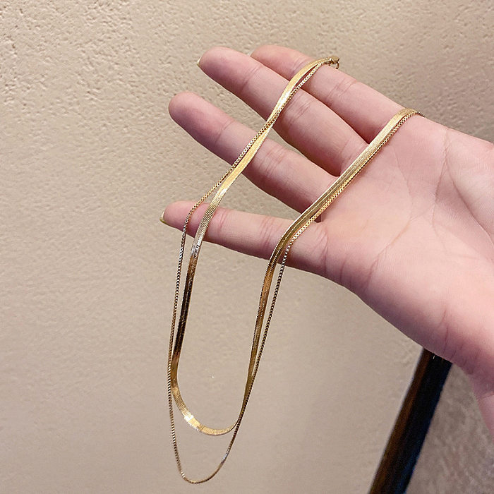 Einfache Pendler-Halskette aus einfarbigem Edelstahl mit Edelstahlbeschichtung