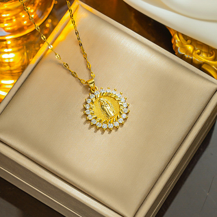 Collier pendentif plaqué or 18 carats avec incrustation de placage en acier inoxydable en forme d'étoile et de cœur de style simple