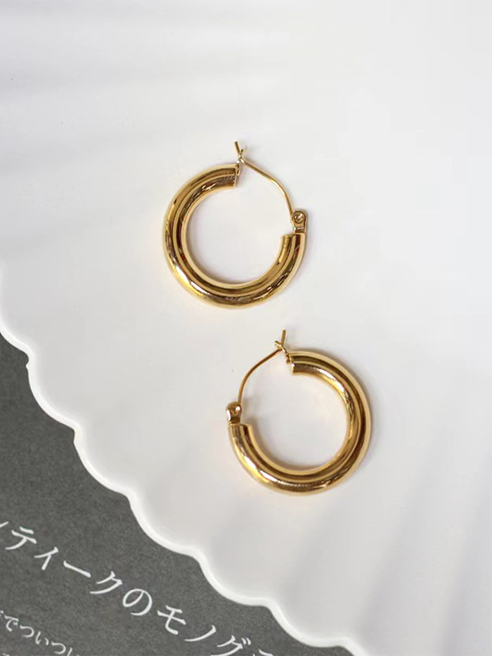 1 Pair IG Style Simple Style Circle Plating Stainless Steel  18K Gold Plated Hoop Earrings