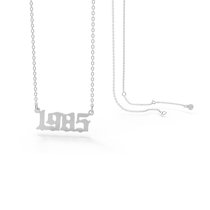Retro-Edelstahl-Halskette mit 28-Jahres-Zahlen