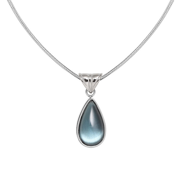 Cute Water Droplets Stainless Steel Glass Pendant Necklace In Bulk
