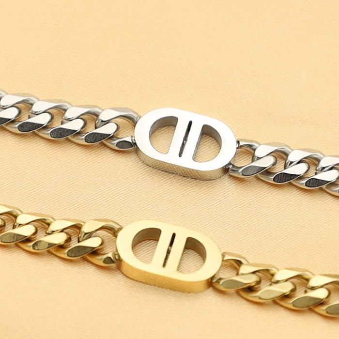 Collar chapado en oro de 18 quilates de acero inoxidable de color sólido estilo vintage