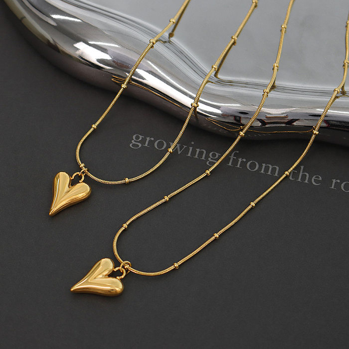 Fashion Mini Peach Heart Stainless Steel Necklace Wholesale
