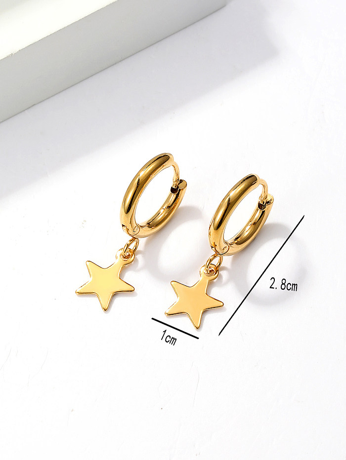 1 Paar modische baumelnde Ohrringe mit Pentagramm-Edelstahlbeschichtung und 18-Karat-Vergoldung