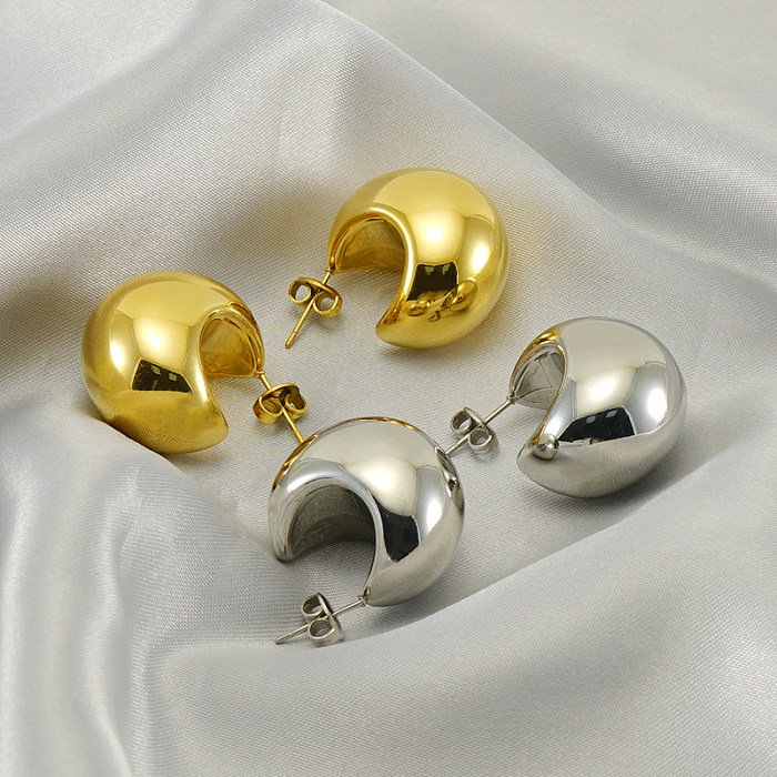 1 Paar elegante Wassertropfen-Ohrstecker aus poliertem Edelstahl mit 18-Karat-Vergoldung