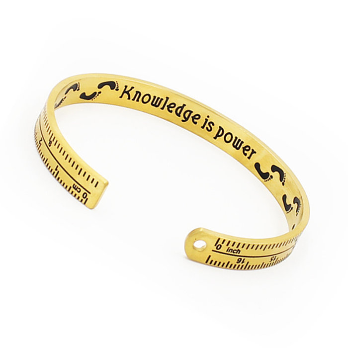Casual Simple Style Letter Ruler Stainless Steel Titanium Steel Polishing Plating Gold Plated Silver Plated Bangle