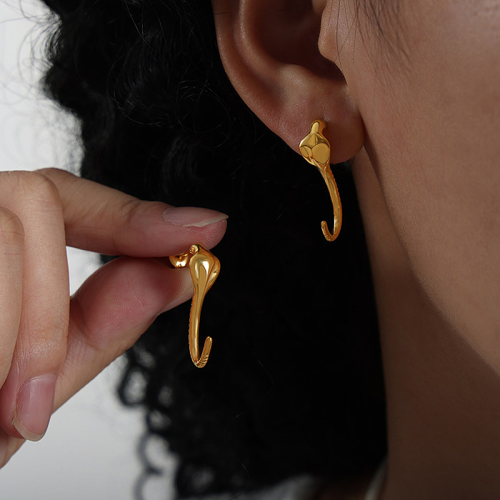 1 Pair Basic Simple Style Snake Plating Stainless Steel 18K Gold Plated Ear Studs
