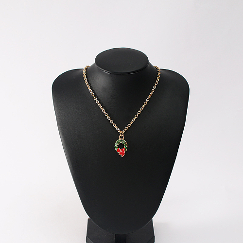 Retro Vintage Style Christmas Tree Stainless Steel  Alloy Enamel Plating Gold Plated Pendant Necklace