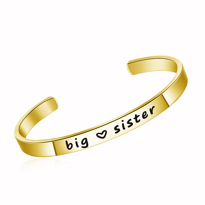 Bracelet plaqué or rose en acier inoxydable avec lettre de style simple, vente en gros