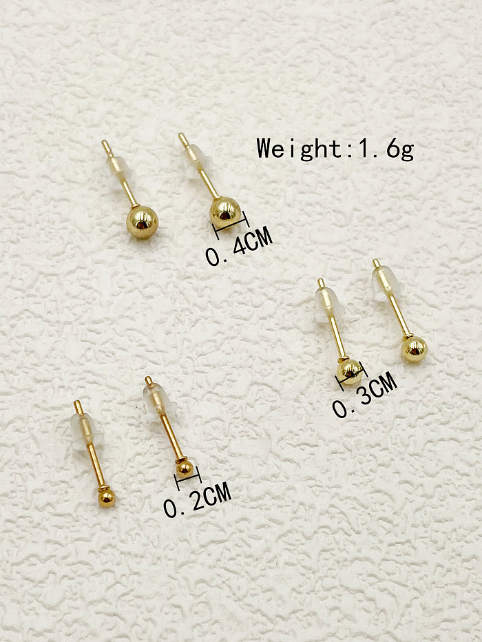 1 Set Cute French Style Sweet Round Enamel Plating Inlay Stainless Steel  Artificial Pearls Zircon Gold Plated Ear Studs