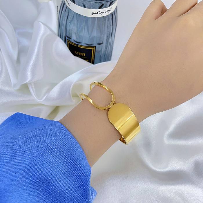 Simple Style Solid Color Stainless Steel Polishing Bangle