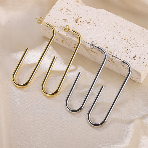 1 paire de boucles d'oreilles rétro en forme de U, Style Simple, en acier inoxydable