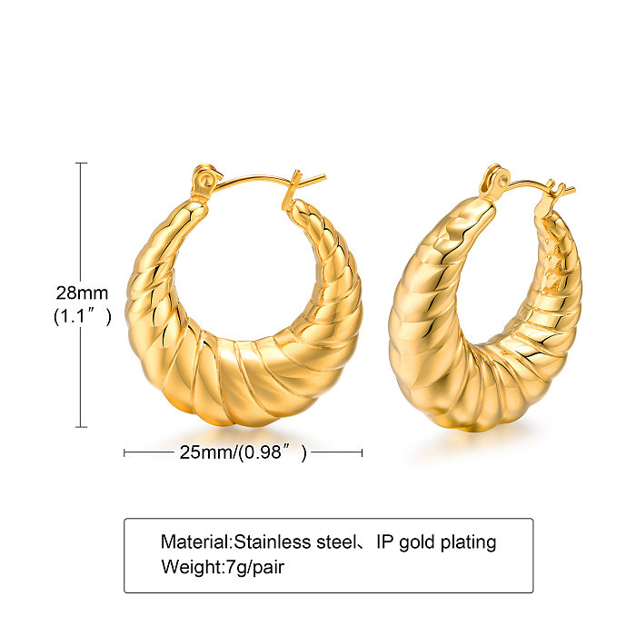 1 Pair Simple Style Solid Color Stainless Steel  Plating 18K Gold Plated Earrings