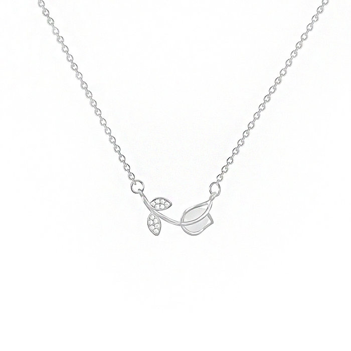 IG Style Flower Stainless Steel Inlay Artificial Gemstones Zircon Necklace