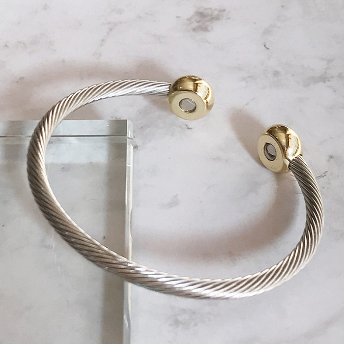 Bracelet en cuivre et acier inoxydable en forme de C à la mode, 1 pièce