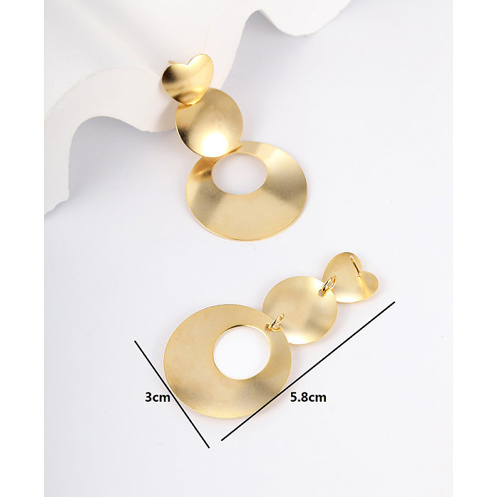 Boucles d'oreilles pendantes en acier inoxydable, Triangle géométrique en forme de cœur, 1 paire