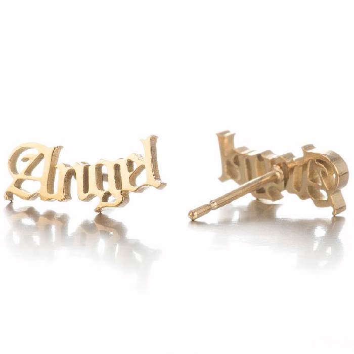 Fashion Letter Stainless Steel  Plating Hollow Out Ear Studs 1 Pair