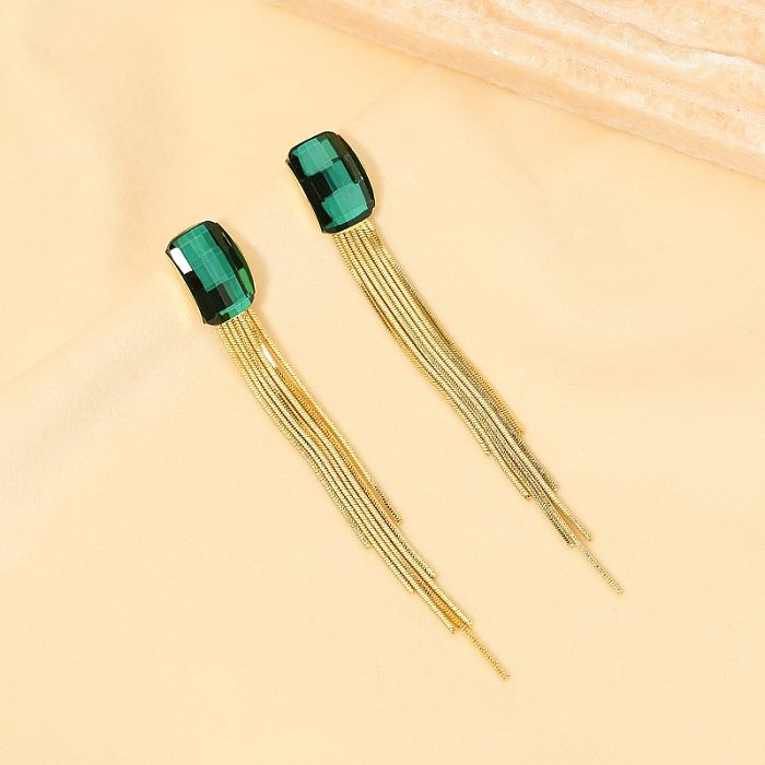 1 Pair Classic Style Tassel Plating Inlay Stainless Steel  Zircon Gold Plated Drop Earrings