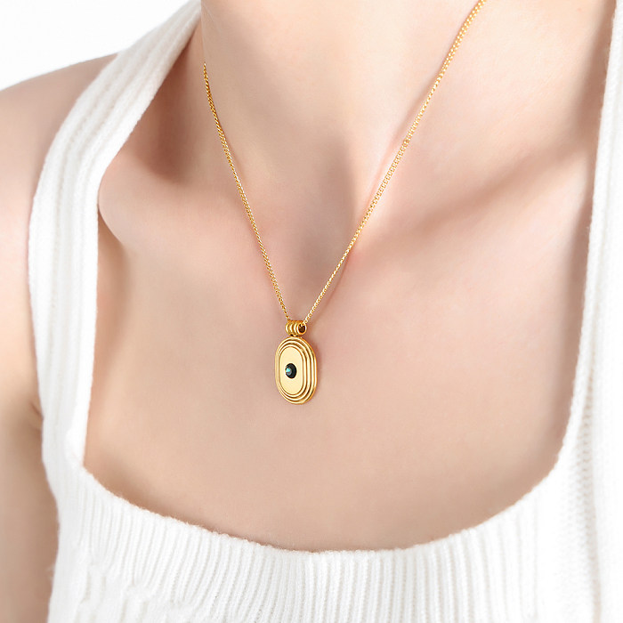 Elegant Shiny Solid Color Stainless Steel 18K Gold Plated Artificial Gemstones Necklace In Bulk