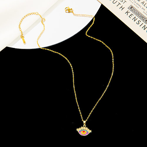 Fashion Devil'S Eye Alloy Stainless Steel Plating Zircon Pendant Necklace