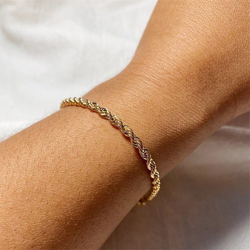 Pulseras de cadena con revestimiento de acero inoxidable con rayas en espiral para mujer