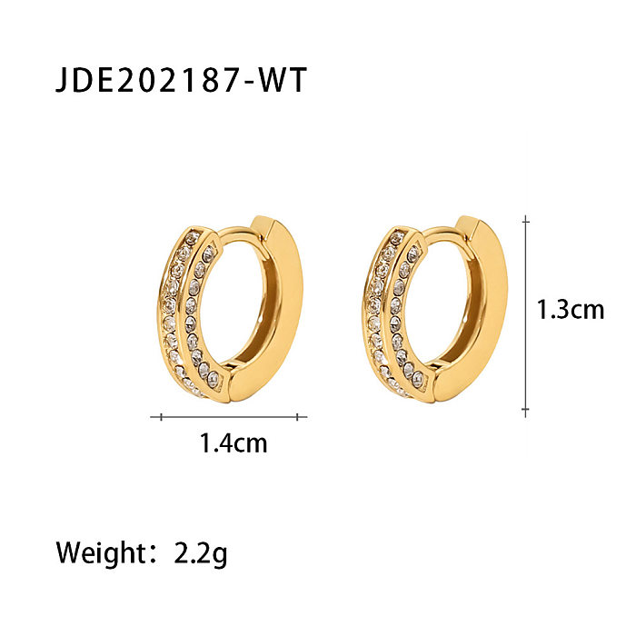 Fashion Circle Stainless Steel  Earrings Gold Plated Zircon Stainless Steel  Earrings