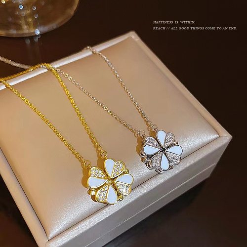 Simple Style Heart Shape Stainless Steel Plating Inlay Zircon Necklace