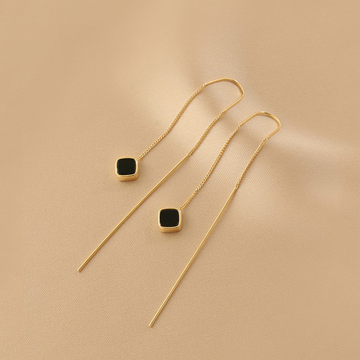 1 Paar quadratische Edelstahl-Ohrringe im koreanischen Stil