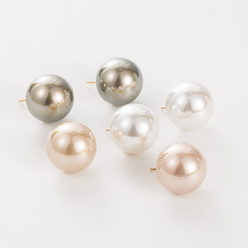 1 Paar schlichte, runde Ohrstecker mit Intarsien und Perlen aus Edelstahl