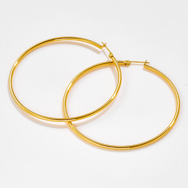 1 Paar einfache runde Edelstahl-Ohrringe mit 18-Karat-Vergoldung