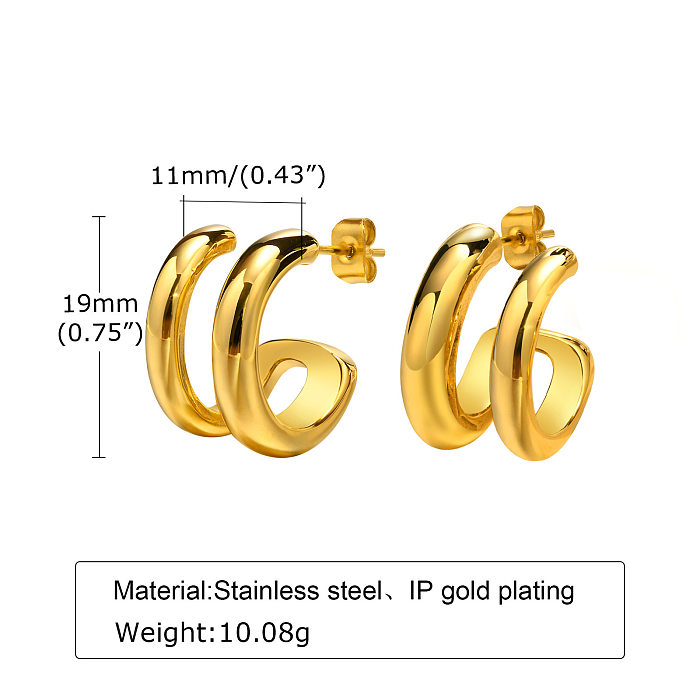 Fashion C Shape Stainless Steel  Earrings Plating Stainless Steel  Earrings