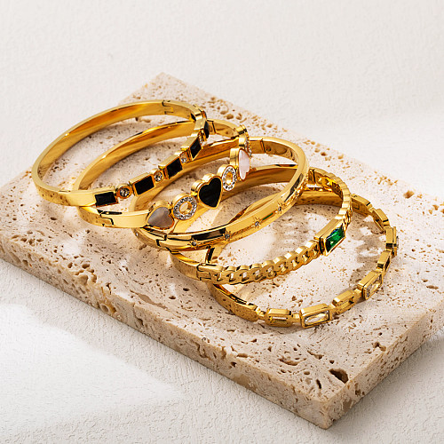 Bracelet en Zircon plaqué or, élégant, rond, carré, en forme de cœur, en acier inoxydable, vente en gros