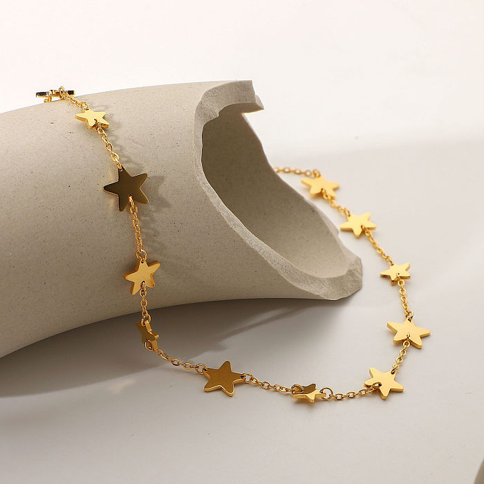 Necklace 18K Gold-plated Stainless Steel  Five-pointed Star Handmade Jewelry Necklace Wholesale
