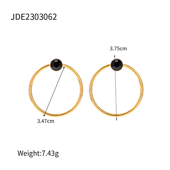 1 Pair Casual Retro Circle Stainless Steel  Plating 18K Gold Plated Ear Studs
